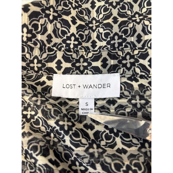 Lost & Wander Blouse W/S Black Gold Sm Peplum Parisian Boho Soft Gothic Artsy - Picture 8 of 10